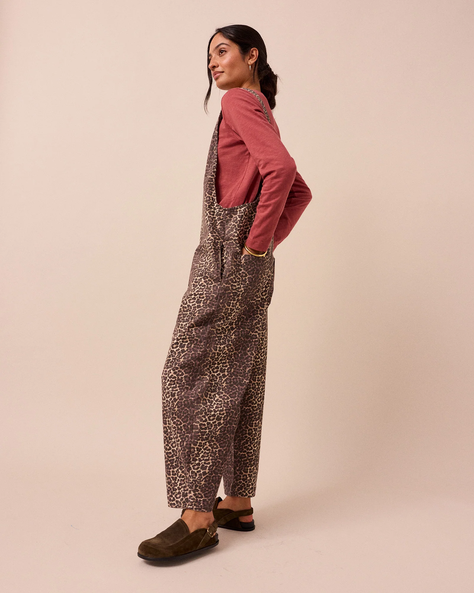 Ottie Leopard Print Denim Jumpsuit - Image 3