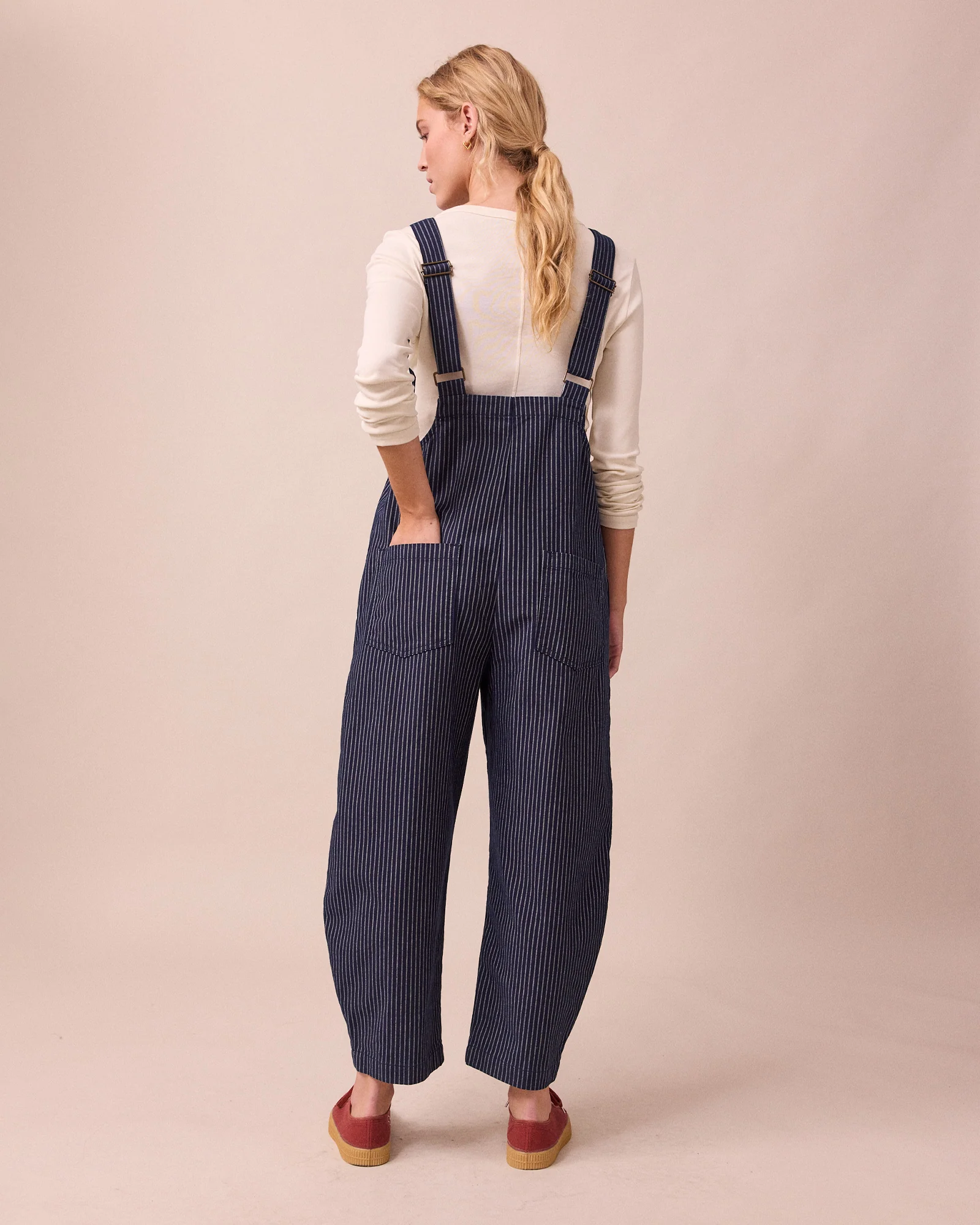 Ottie Navy Pinstripe Denim Jumpsuit - Image 5
