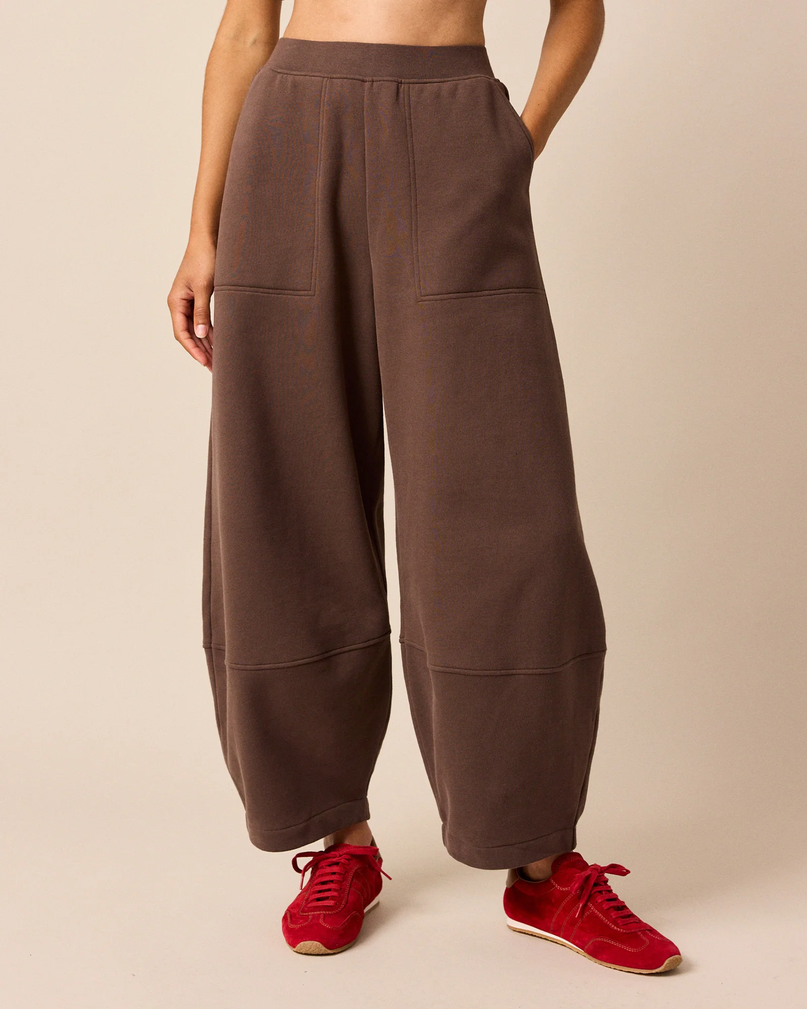 Pascale Chocolate Fleeceback Jersey Trousers - Image 3
