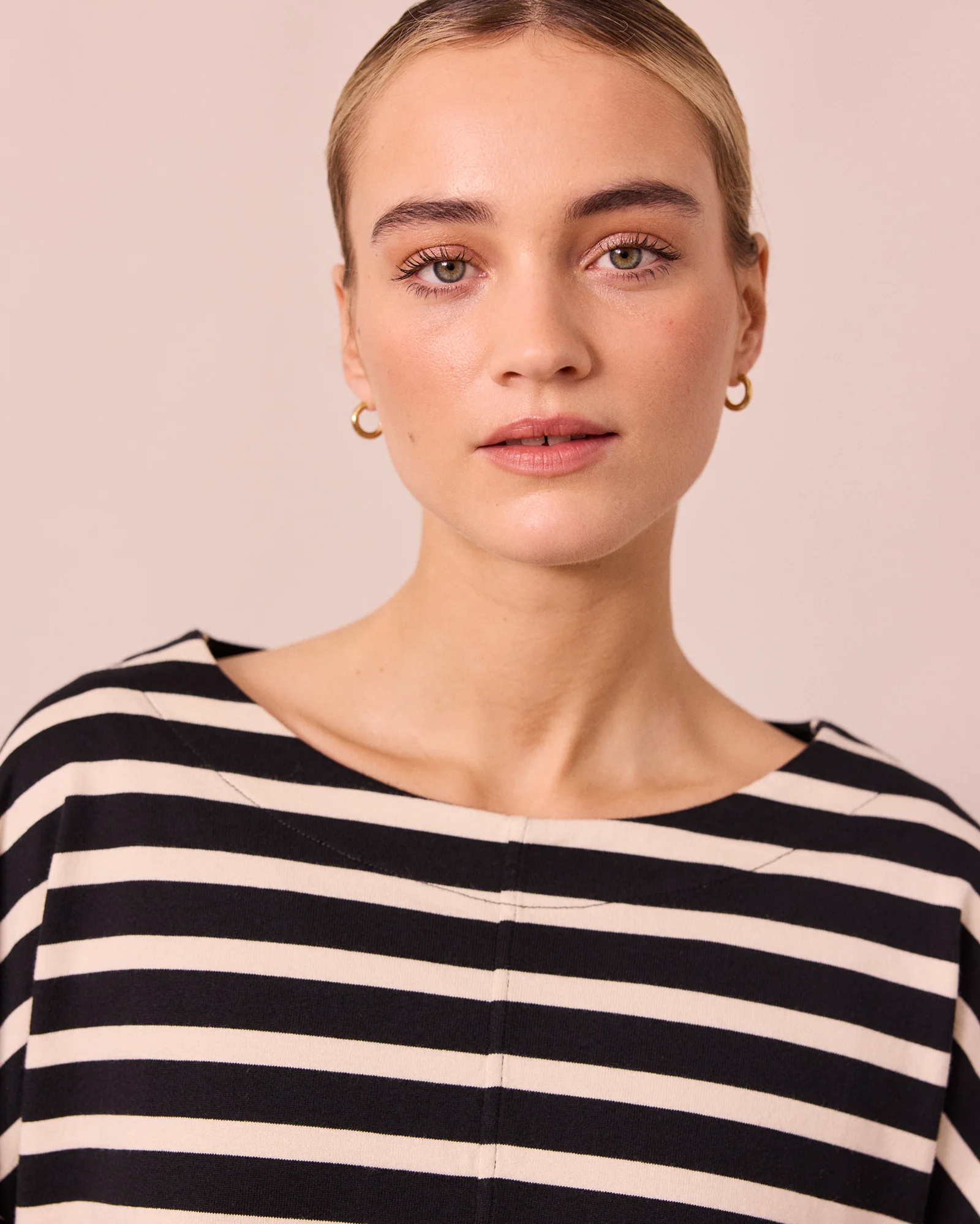 Peggy Black & Ecru Stripe Jersey Top - Image 6