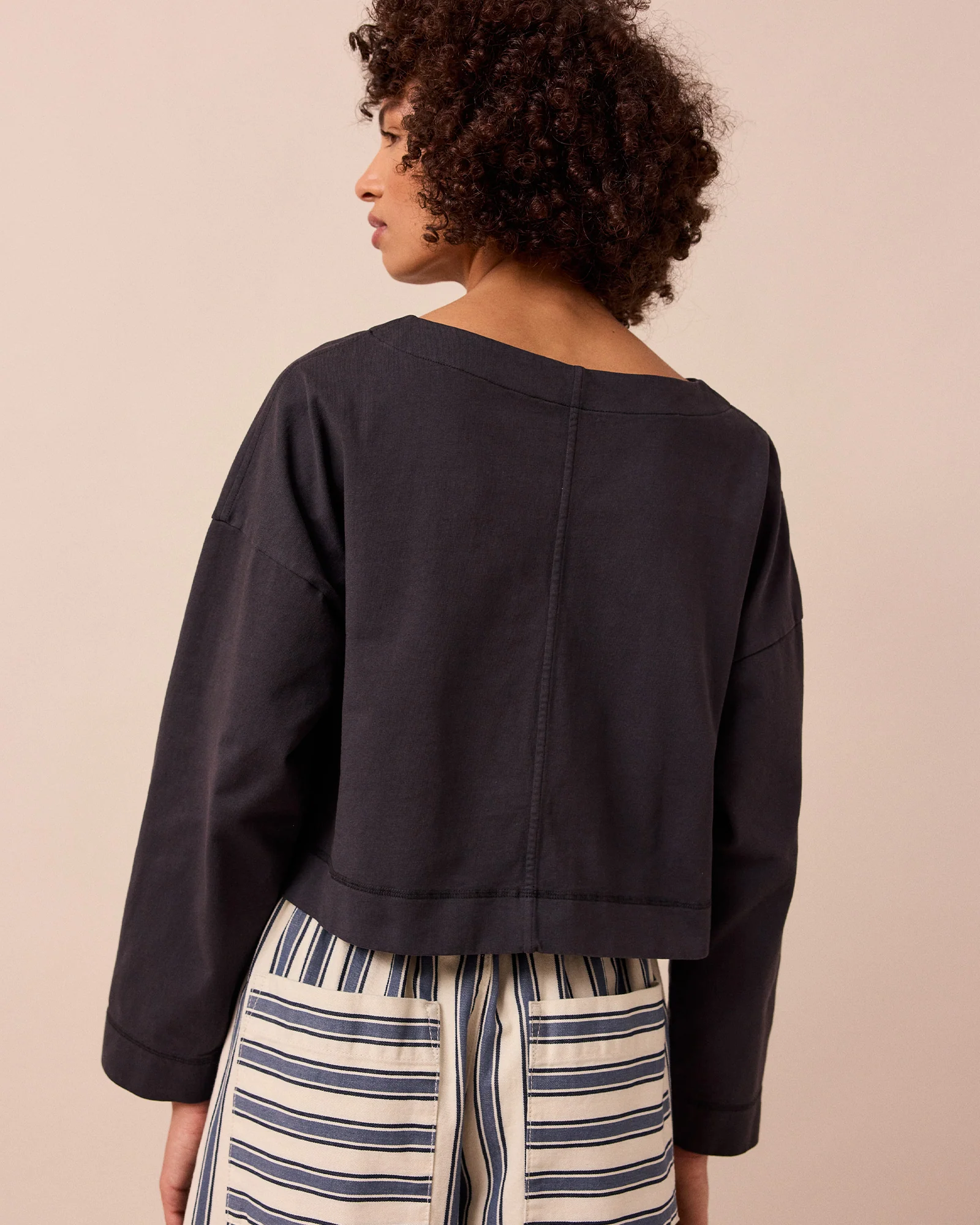 Peggy Washed Black Jersey Top - Image 4