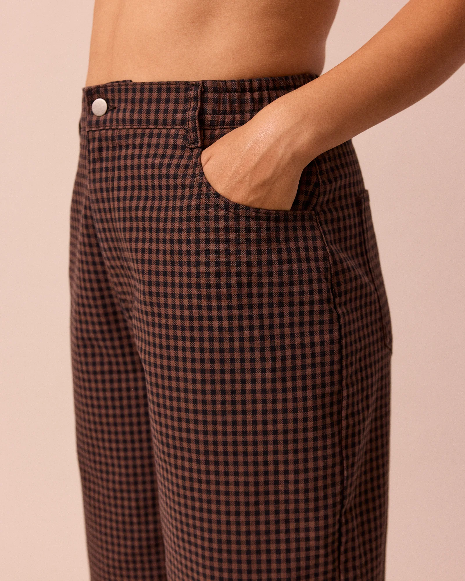 Remi Cocoa Gingham Denim Jeans - Image 3