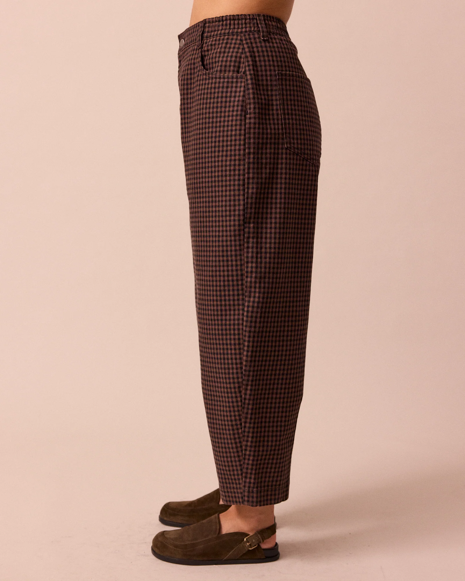 Remi Cocoa Gingham Denim Jeans - Image 4