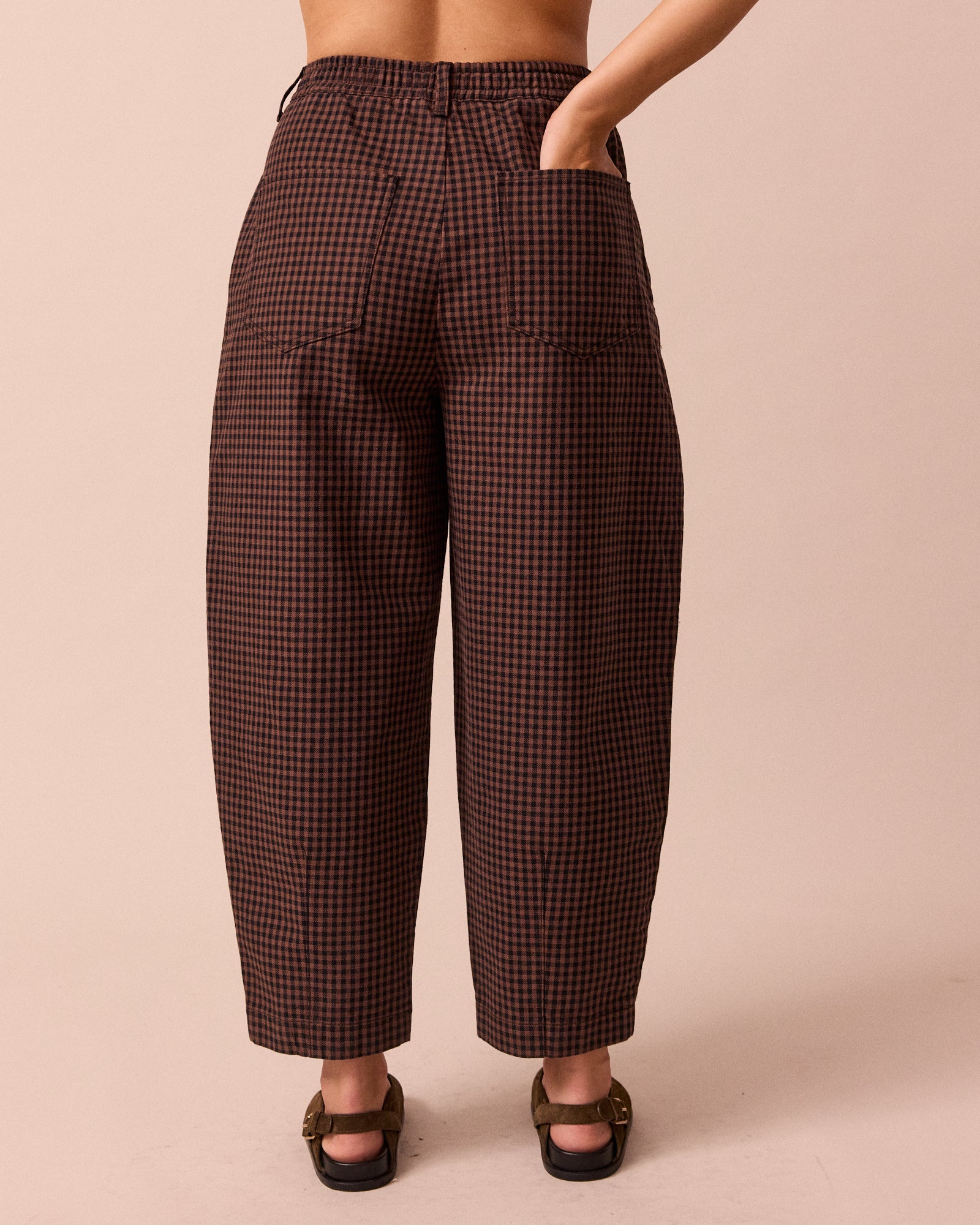 Remi Cocoa Gingham Denim Jeans - Image 5