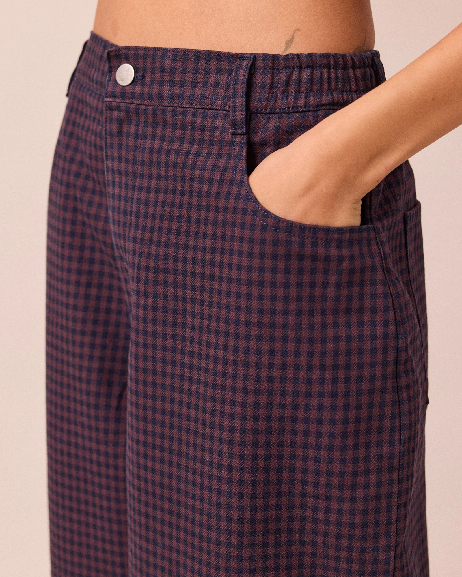 Remi Mulberry Gingham Denim Jeans - Image 5