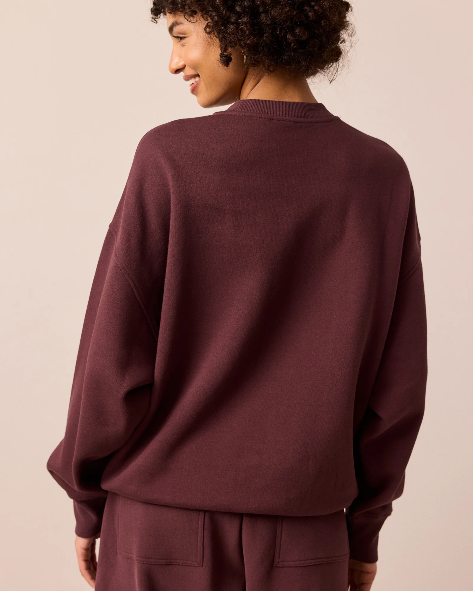 Riley Burgundy Fleeceback Jersey Jumper - Image 3