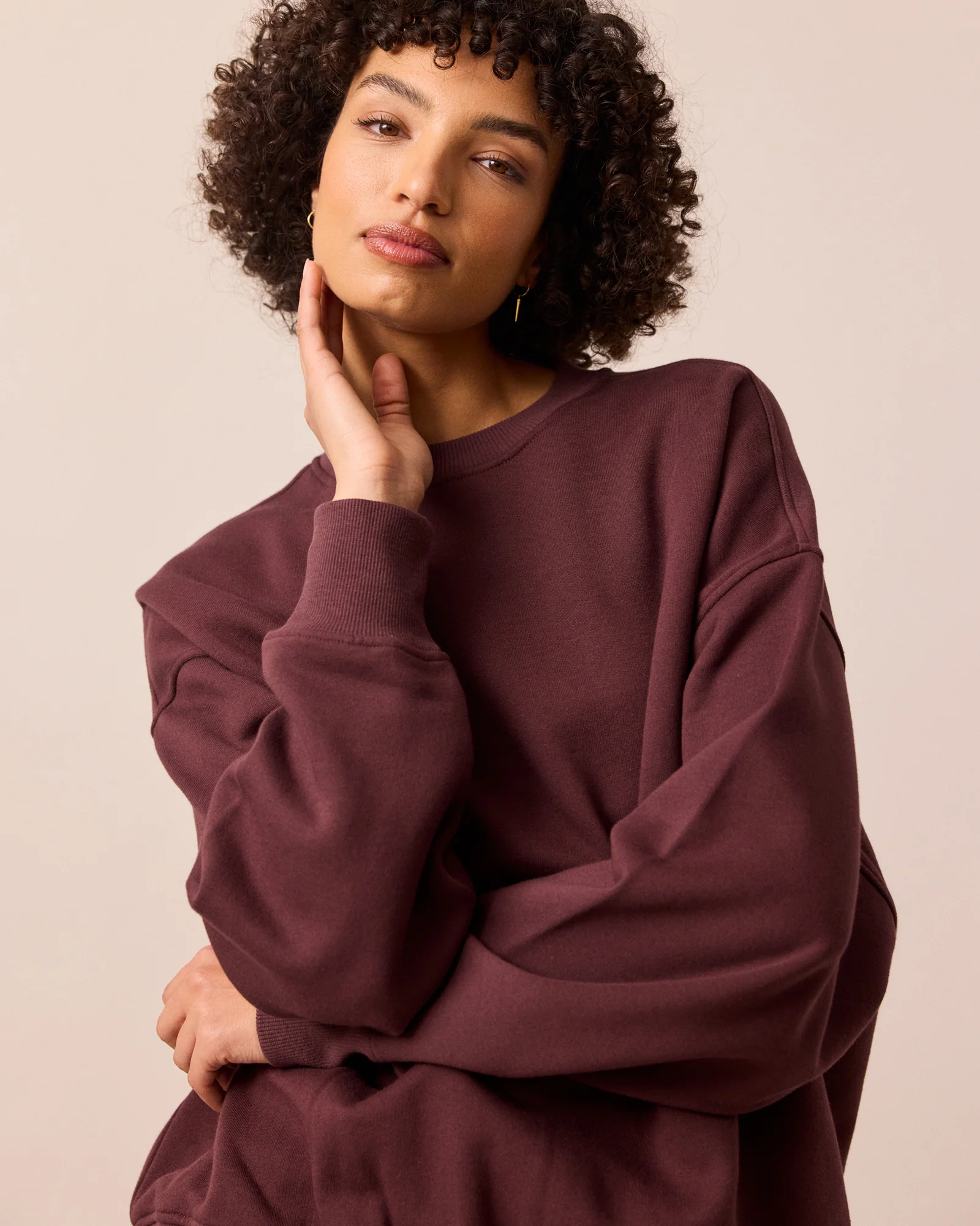 Riley Burgundy Fleeceback Jersey Jumper - Image 5