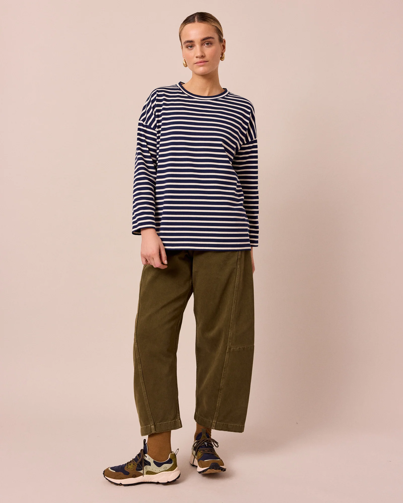 Robyn Navy & Ecru Stripe Jersey Top - Image 4