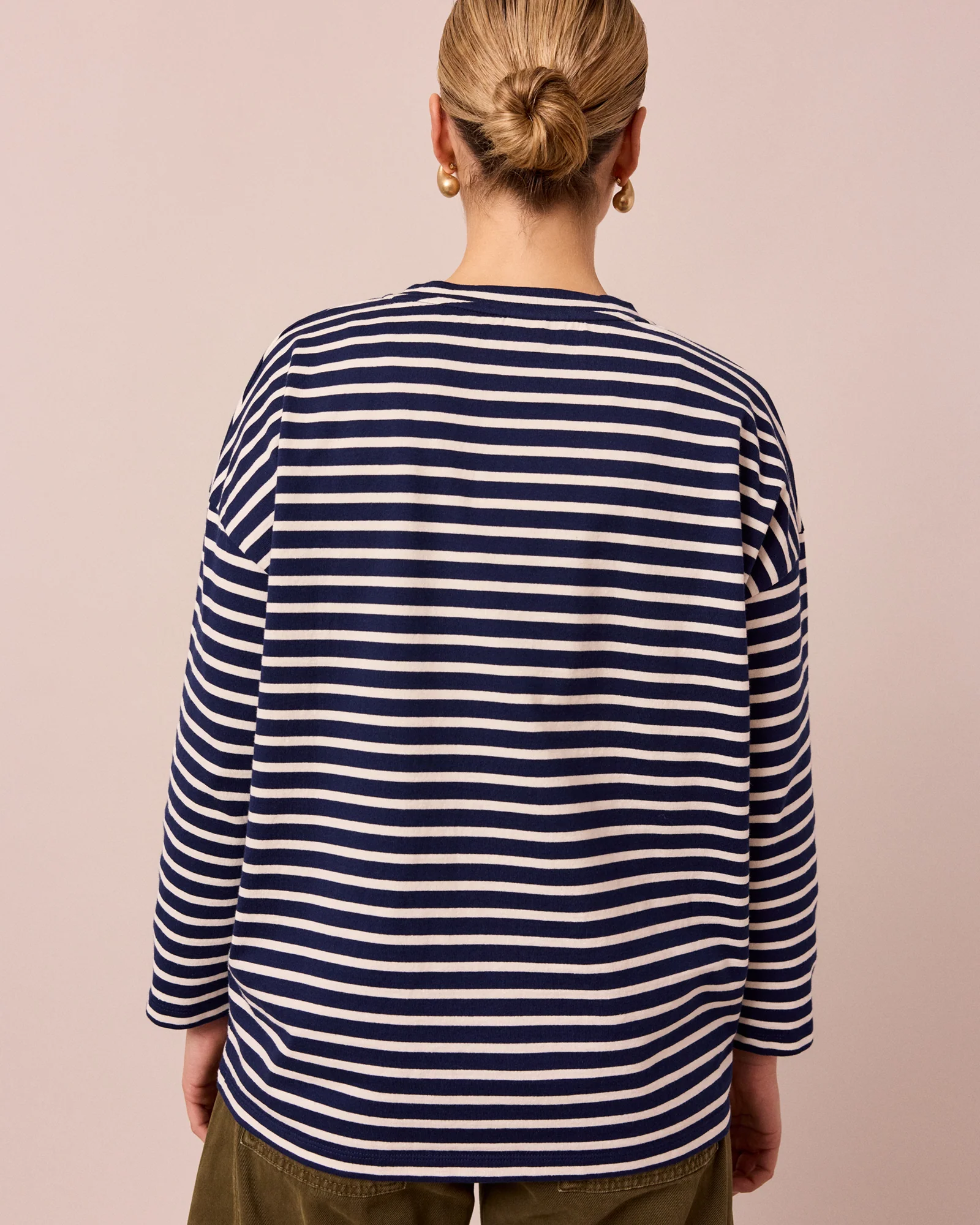 Robyn Navy & Ecru Stripe Jersey Top - Image 5