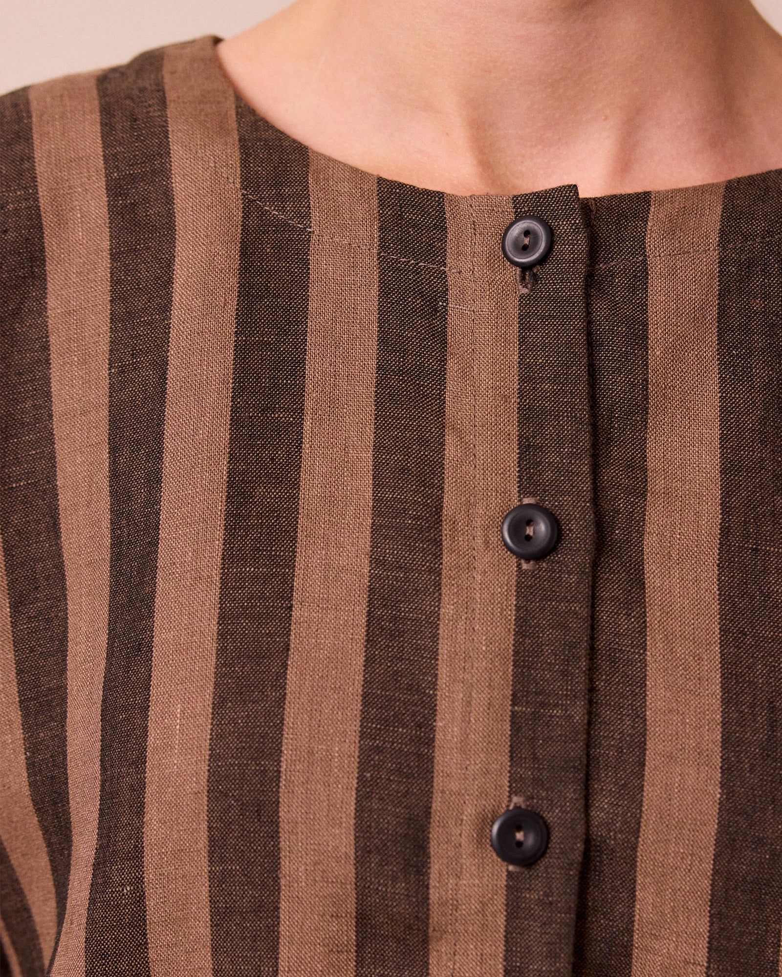 Romy Walnut Stripe Linen Top - Image 4