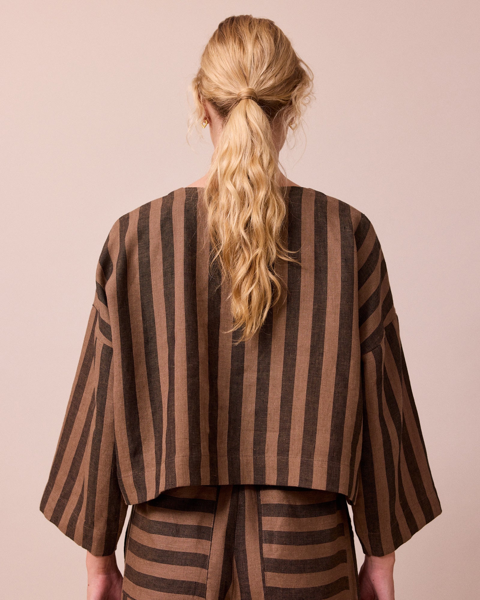 Romy Walnut Stripe Linen Top - Image 5