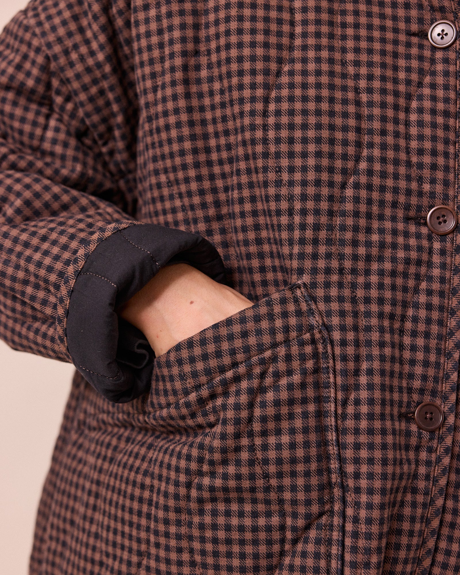 Rue Cocoa Gingham Denim Jacket - Image 3