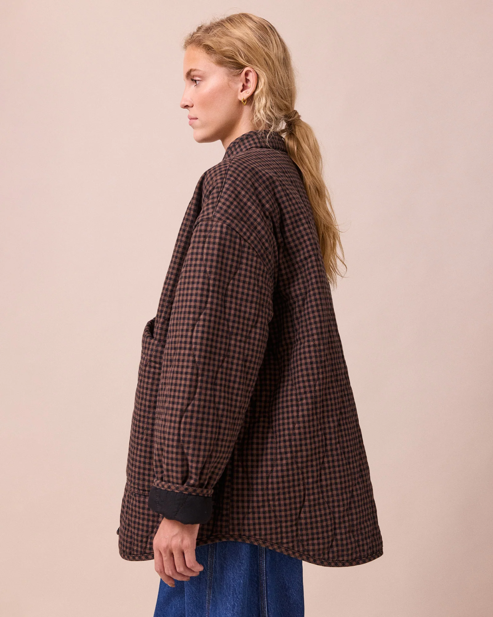 Rue Cocoa Gingham Denim Jacket - Image 4