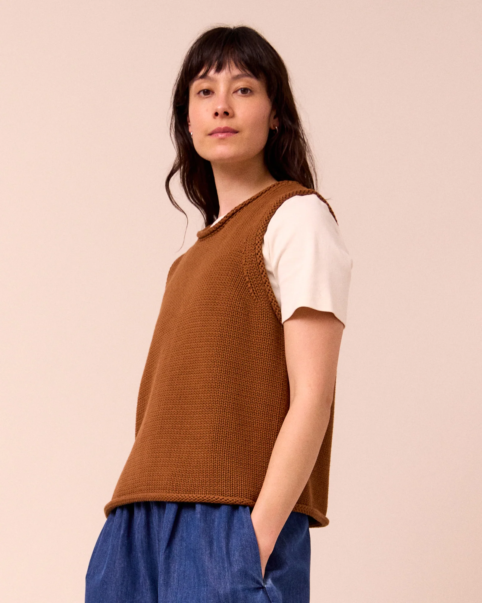 Tyler Tobacco Knitted Vest - Image 4