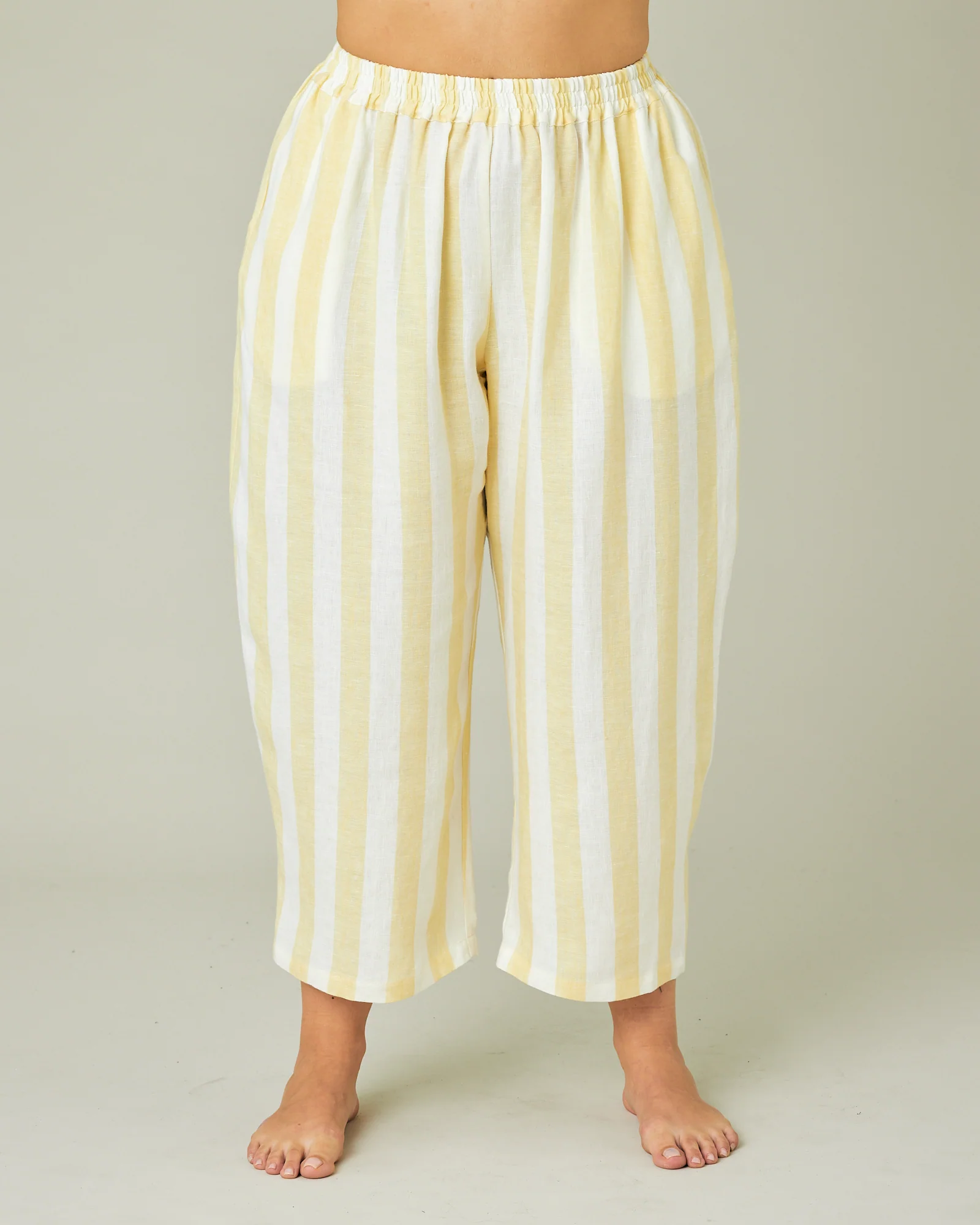 Wear Anywhere Lemon Stripe Linen Trousers - Image 11