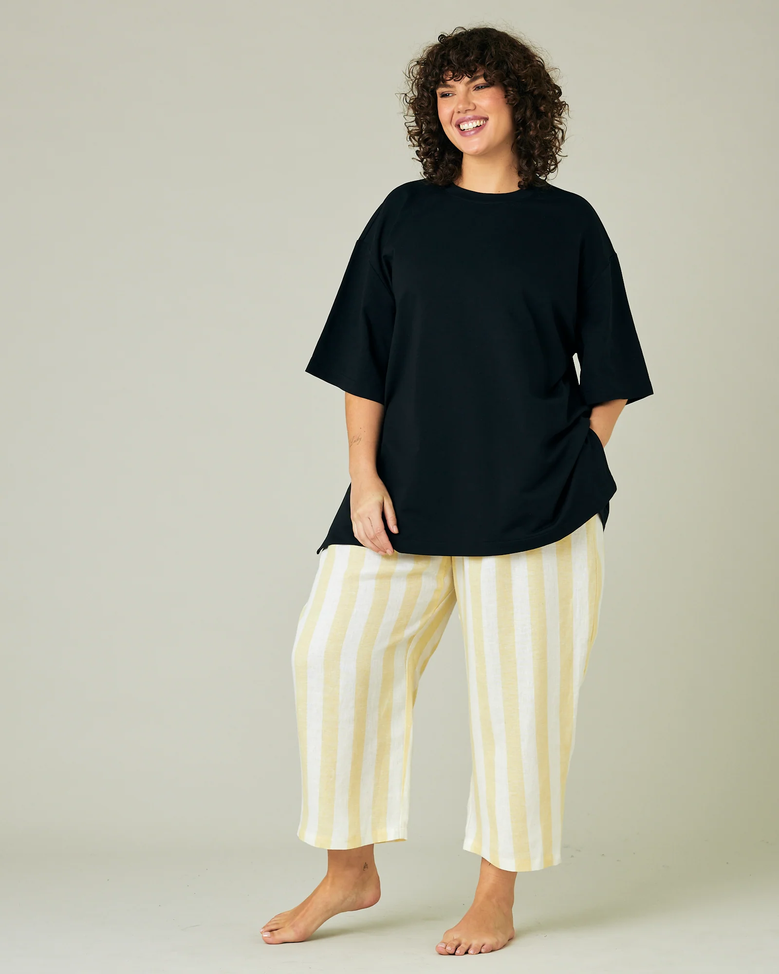 Wear Anywhere Lemon Stripe Linen Trousers - Image 19