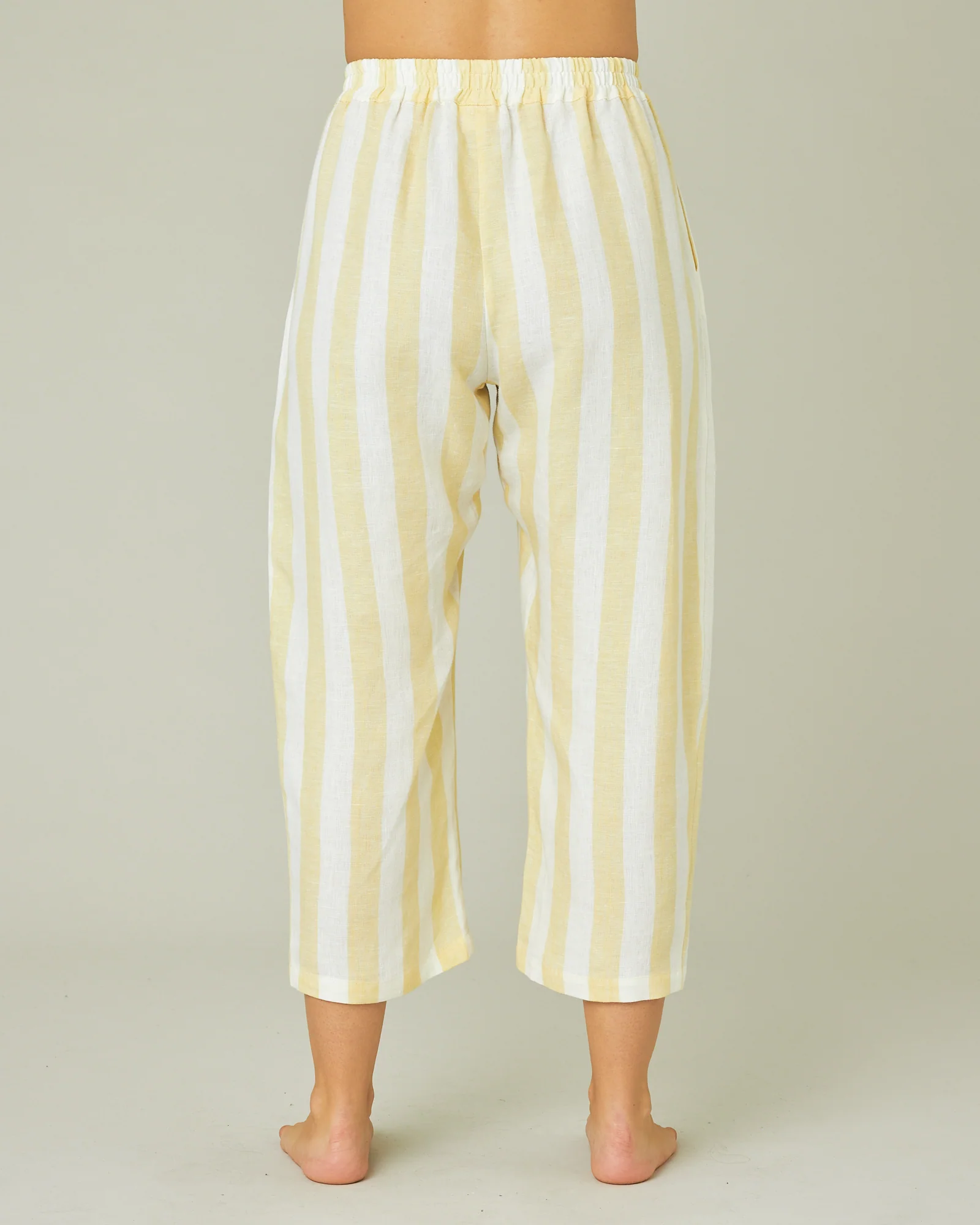 Wear Anywhere Lemon Stripe Linen Trousers - Image 3