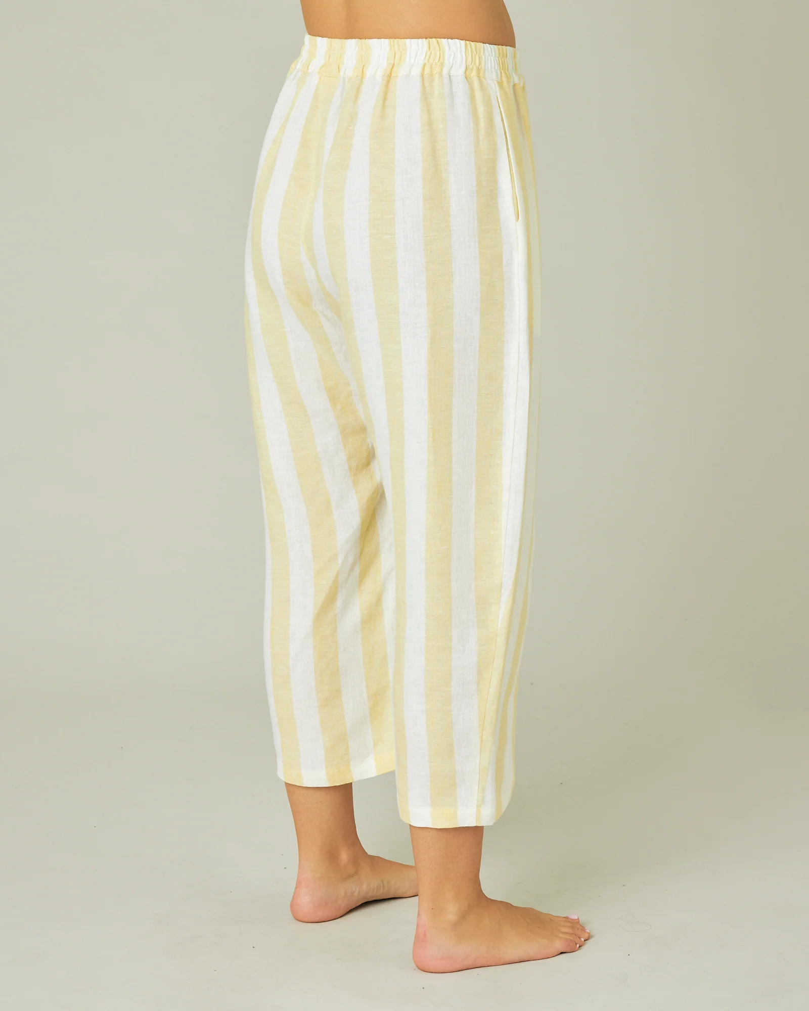 Wear Anywhere Lemon Stripe Linen Trousers - Image 4
