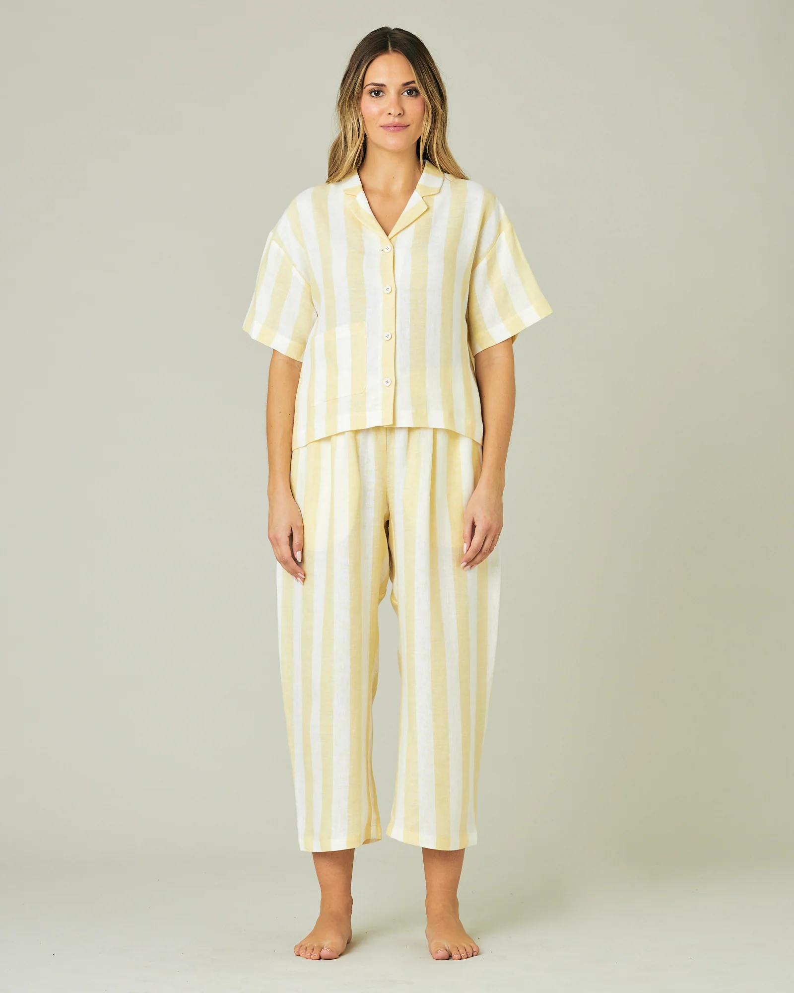 Wear Anywhere Lemon Stripe Linen Trousers - Image 5