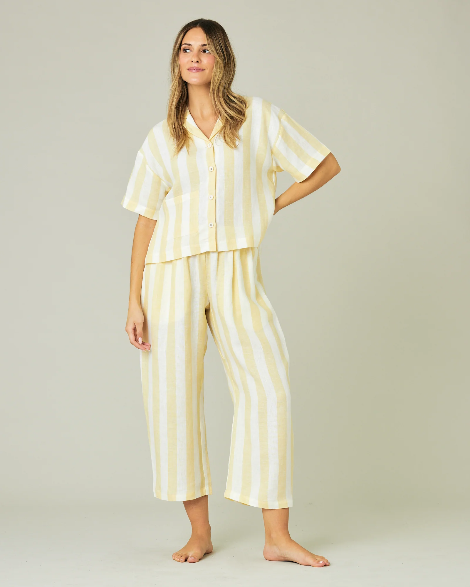 Wear Anywhere Lemon Stripe Linen Trousers - Image 7